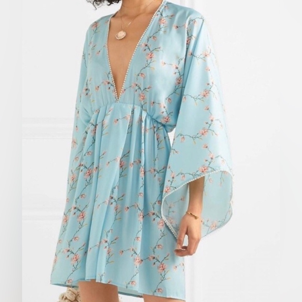 Celia Dragouni Floral Detailed Hem Print Mini Dress Size 44 (Medium)